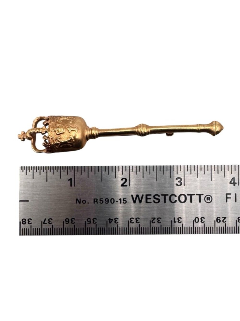Vintage ALVA Museum Replica Gold Tone Royal Scepter Brooch Fleur de Lis 1960s - Picture 11 of 12